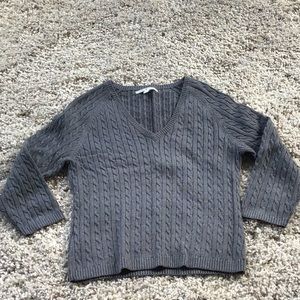 Tommy Hilfiger v neck cable knit gray sweater